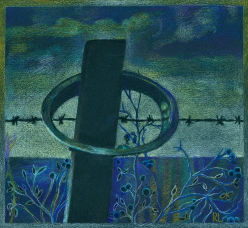 Ringed Fence Skyline - colored pencil